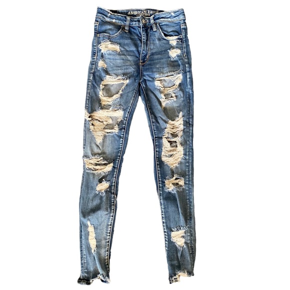 American Eagle Outfitters Denim - American Eagle Distressed Super Hi-Rise Jegging